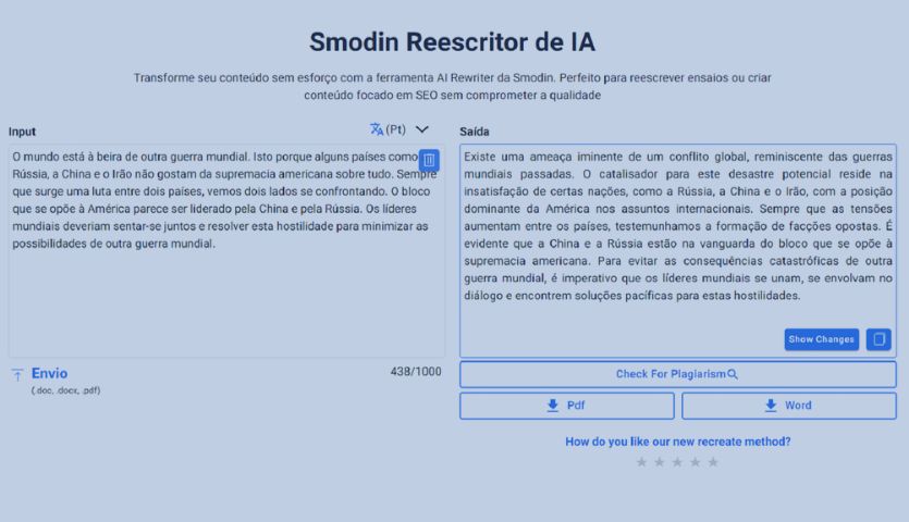 Reescrever texto com outras palavras